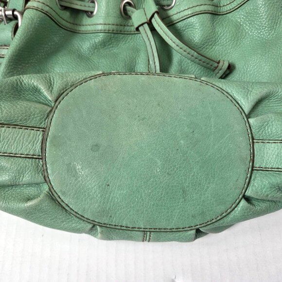 Fossil Purse Mint Green Leather Hobo Bucket Drawstring Shoulder Bag Hippie Boho - Picture 7 of 16